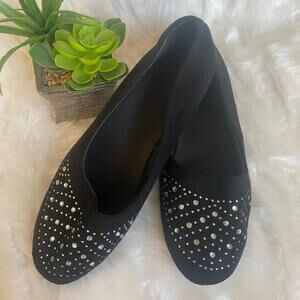 Black Women's Flats with Studded Detail